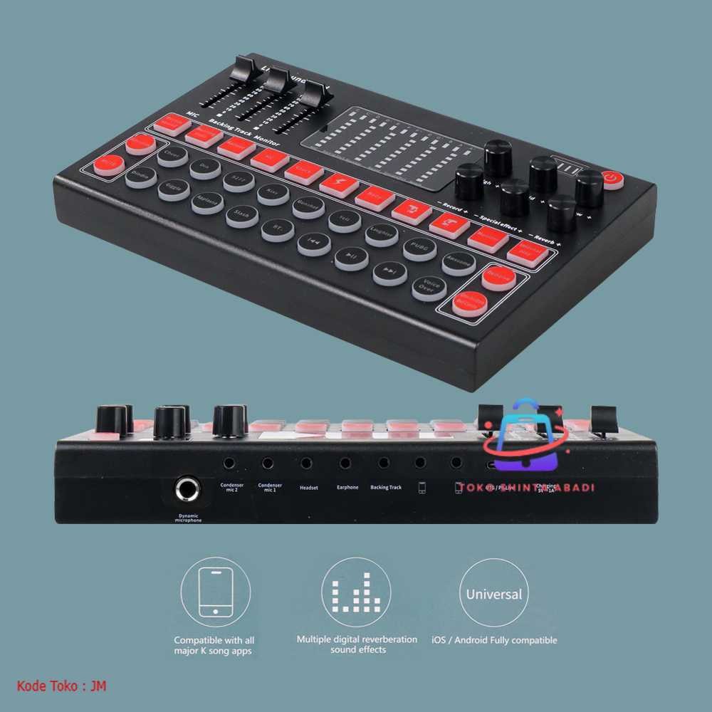 Mixer USB Sound Card Live Broadcast Bluetooth Special Effect - M9 | Kabel Data Terbaik | Support Fas