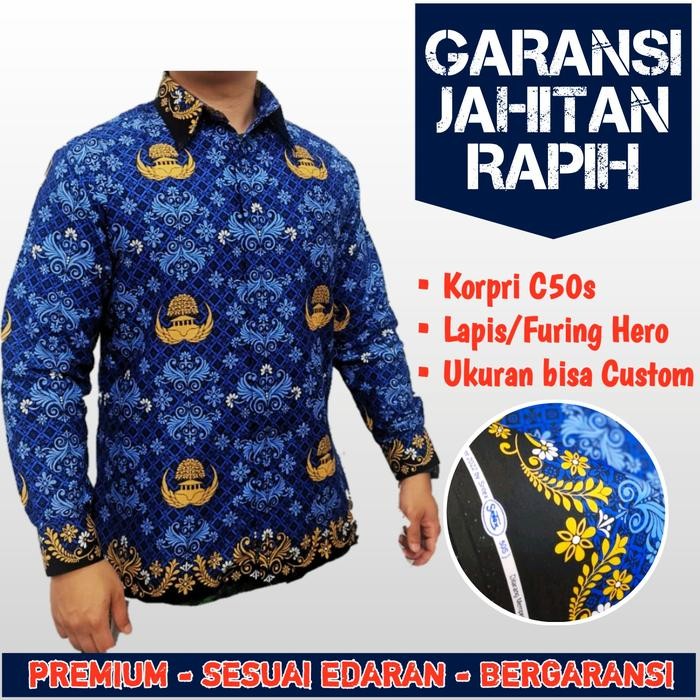 Seragam Batik Korpri PNS terbaru Bahan Katun c50s Furing Hero - XS, Laki-laki