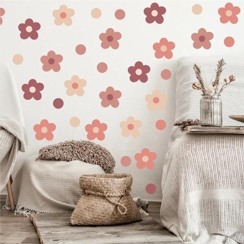 

1pc Daisy Flower Wall Sticker Bohemian Style Refrigerator Glass Children's Room Kindergarten Ring Decoration Wall DIY Decoration