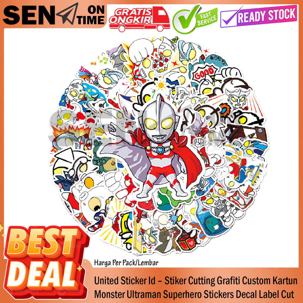 United Sticker Id – Stiker Cutting Custom Kartun Monster Superhero Ultraman Stickers Anak Grafiti De