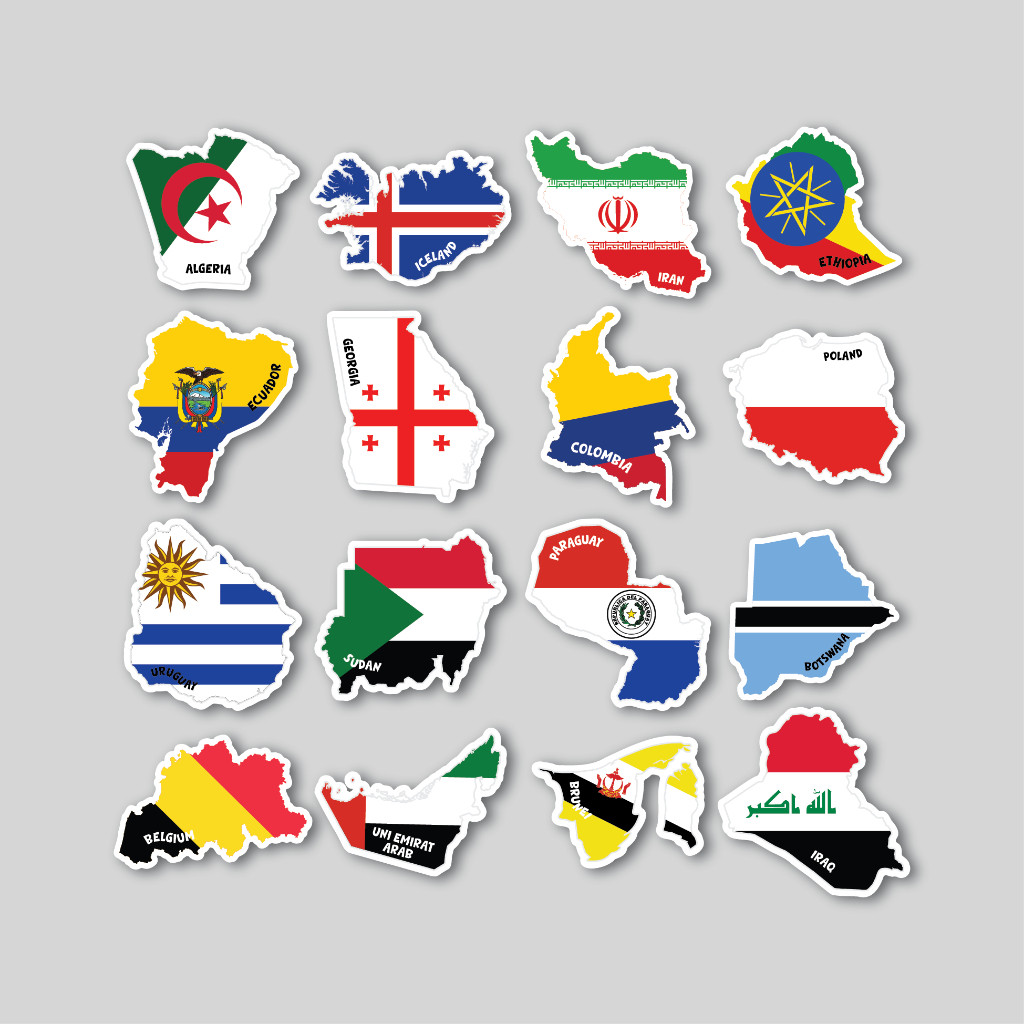 

Stiker Pack World Map Flag 2 | Sticker Tumbler | Stiker Laptop Koper Helm