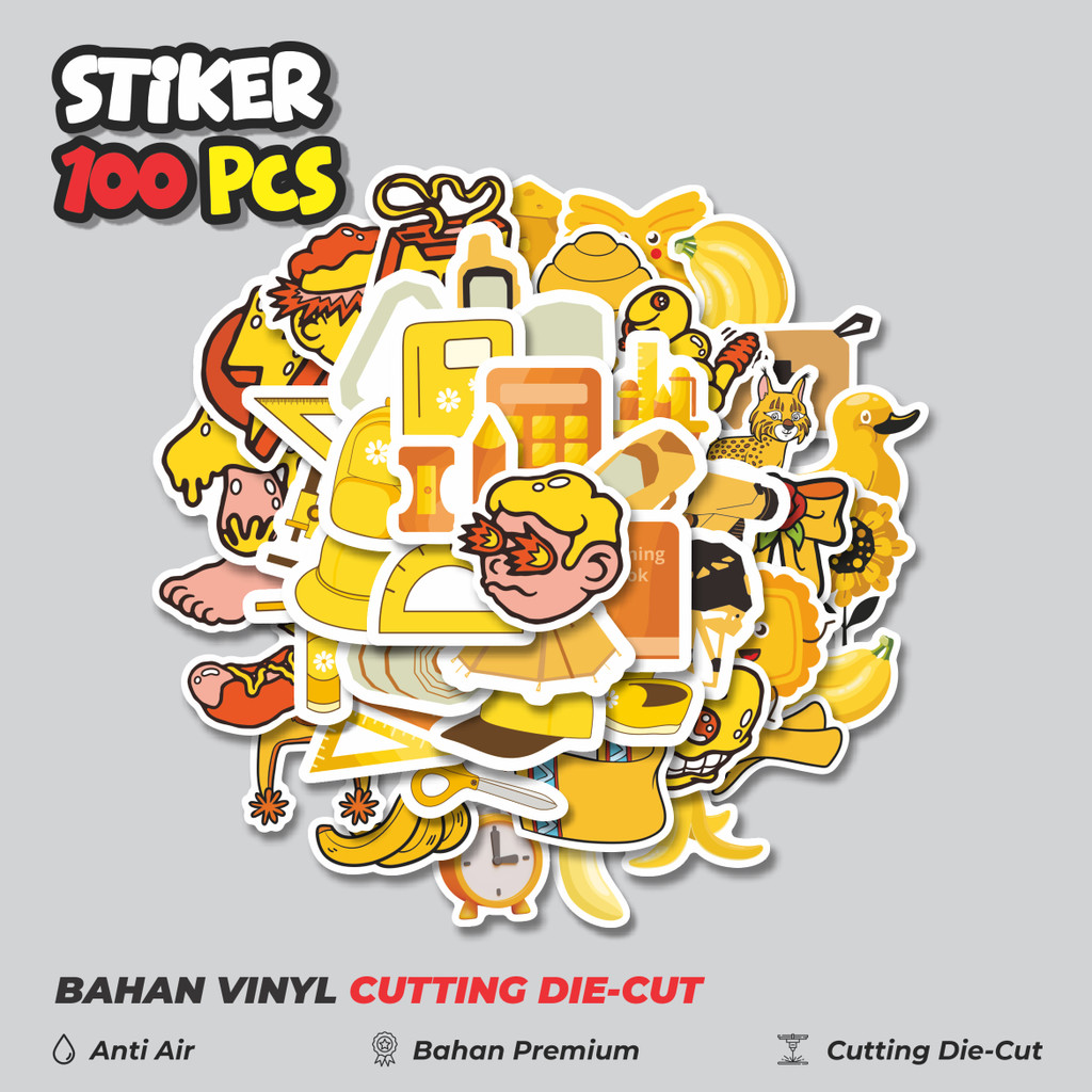 

Terbaru! 50 pcs Stiker Object Warna Kuning Dekorasi Lucu Kreatif untuk Notebook, Skateboard, HP