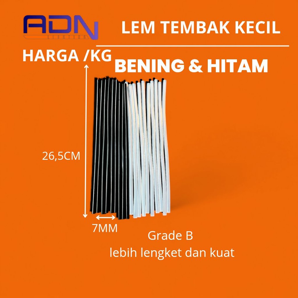 

1 KG Isi Refill Lem Tembak Bakar Glue Gun Warna BENING HITAM KECIL 26,5cm 7mm