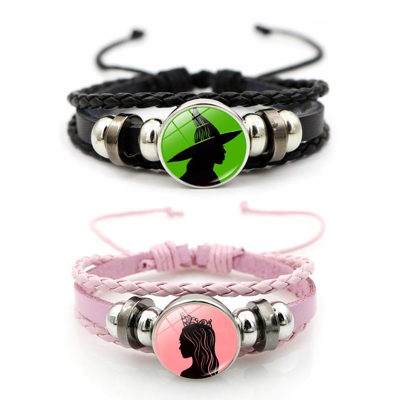Magical Wicked Witch Leather Bracelet Magic Witch Hat Wicked Movie Inspired Glass Couple Bracelets J