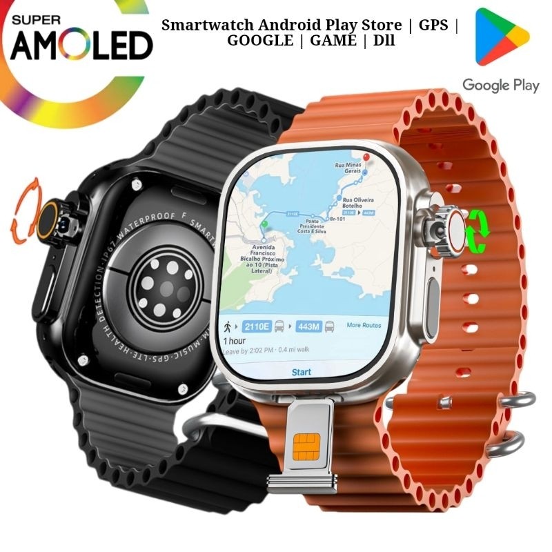DW99 ULTRA 4G Android Smart Watch - AMOLED Screen Camera Ram 4GB + Rom 64GB