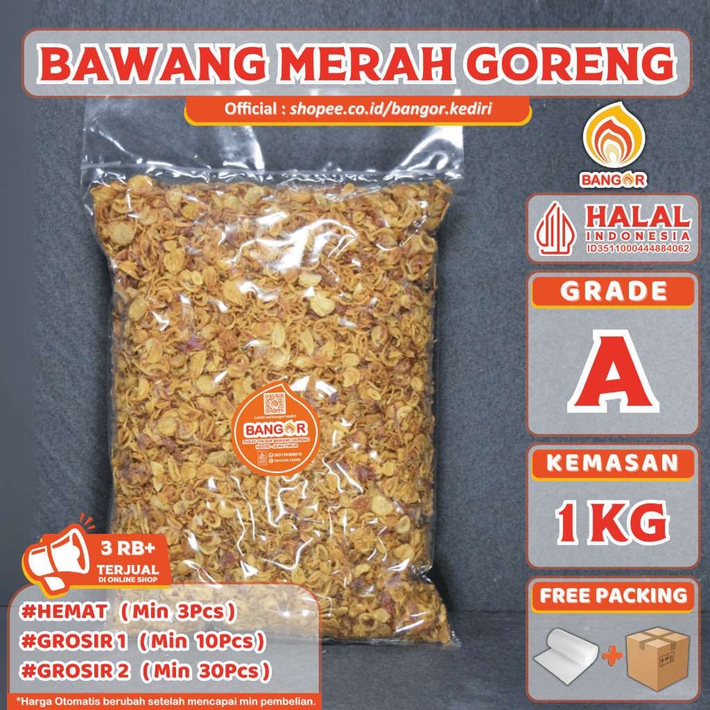 

MERAH-A [ 1 Kg ] Bawang Merah Goreng / Brambang Goreng, Grade A, Refill
