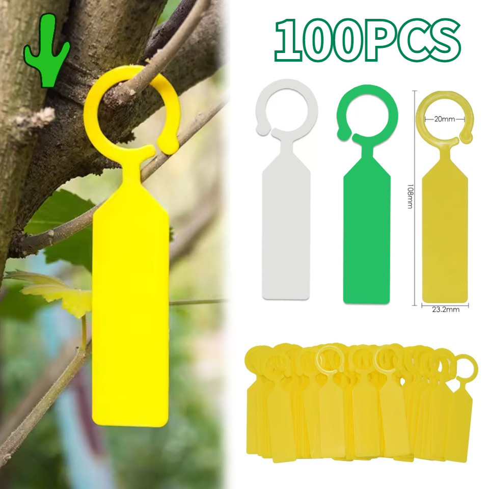 

1Set/100pcs Label Tanaman TancapTag NKT Warna Kuning Bahan Plastik Waterproof untuk Kebun