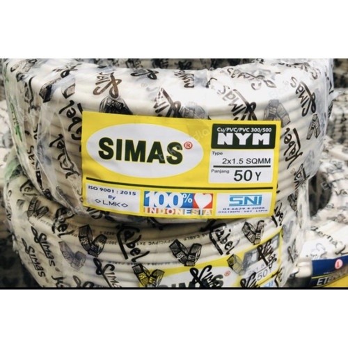 KABEL NYM 2X1.5 SIMAS 50M SNI KABEL LIDI KABEL BATANG KABEL TUNGGAL ISI 2 MERK SIMAS PANJANG 50 terl