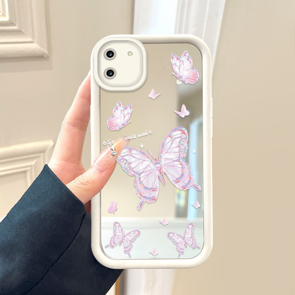 Casing Hp Untuk Realme C11 Cassing Soft Cesing Mirror JZ Butterfly Pink 8772 Softcase Silikon Phone 