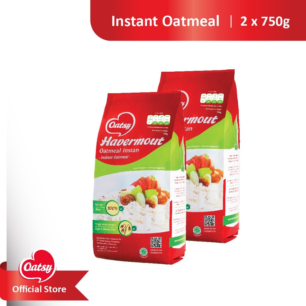 

Oatsy Oatmeal Instant 750g Double Pack Serat Tinggi