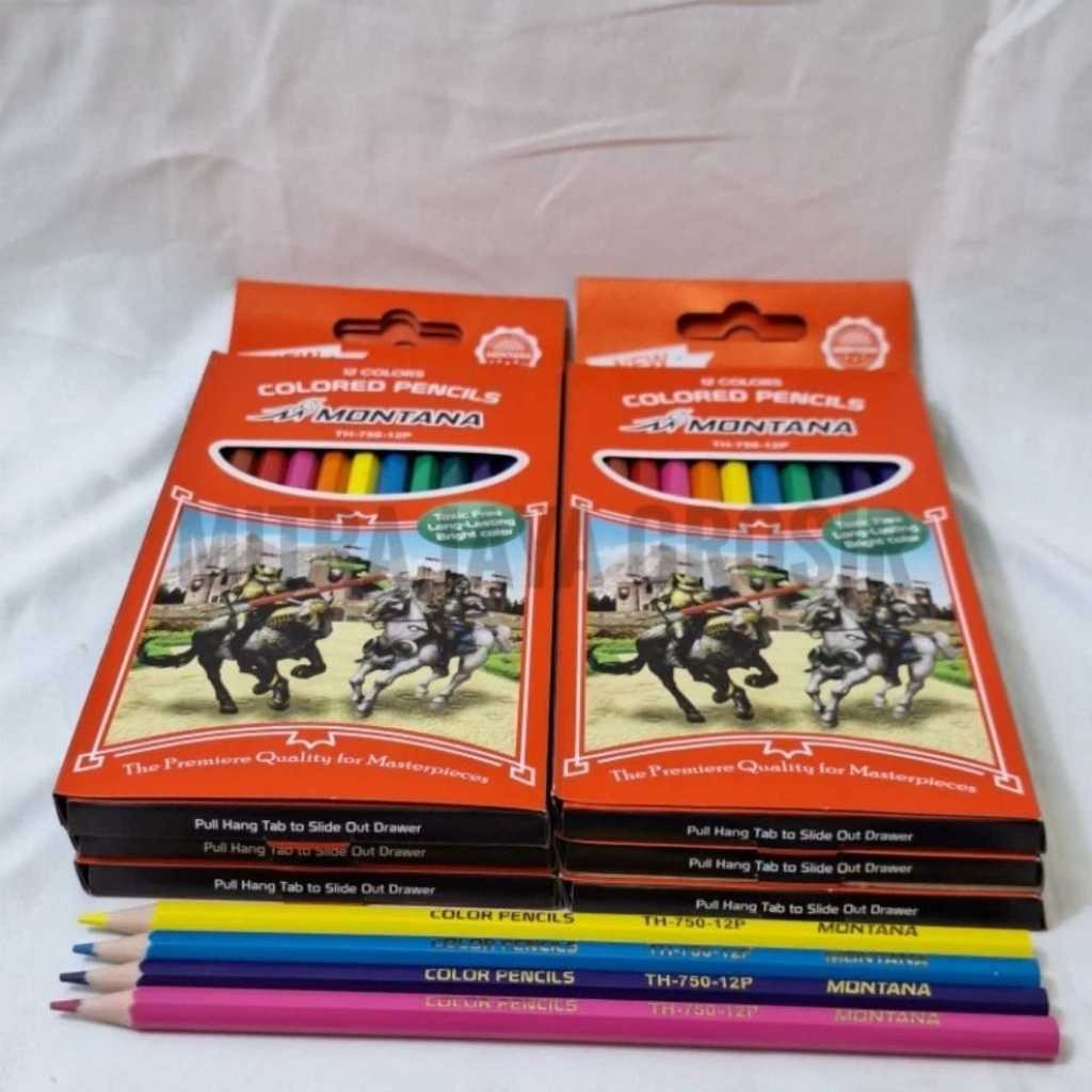 

1 Gros Colored Pencils warna isi 12 pak x 12 pcs = 144 pcs MONTANA Panjang TH-750-12P/Pensil Kayu/Pensil Gambar Warna