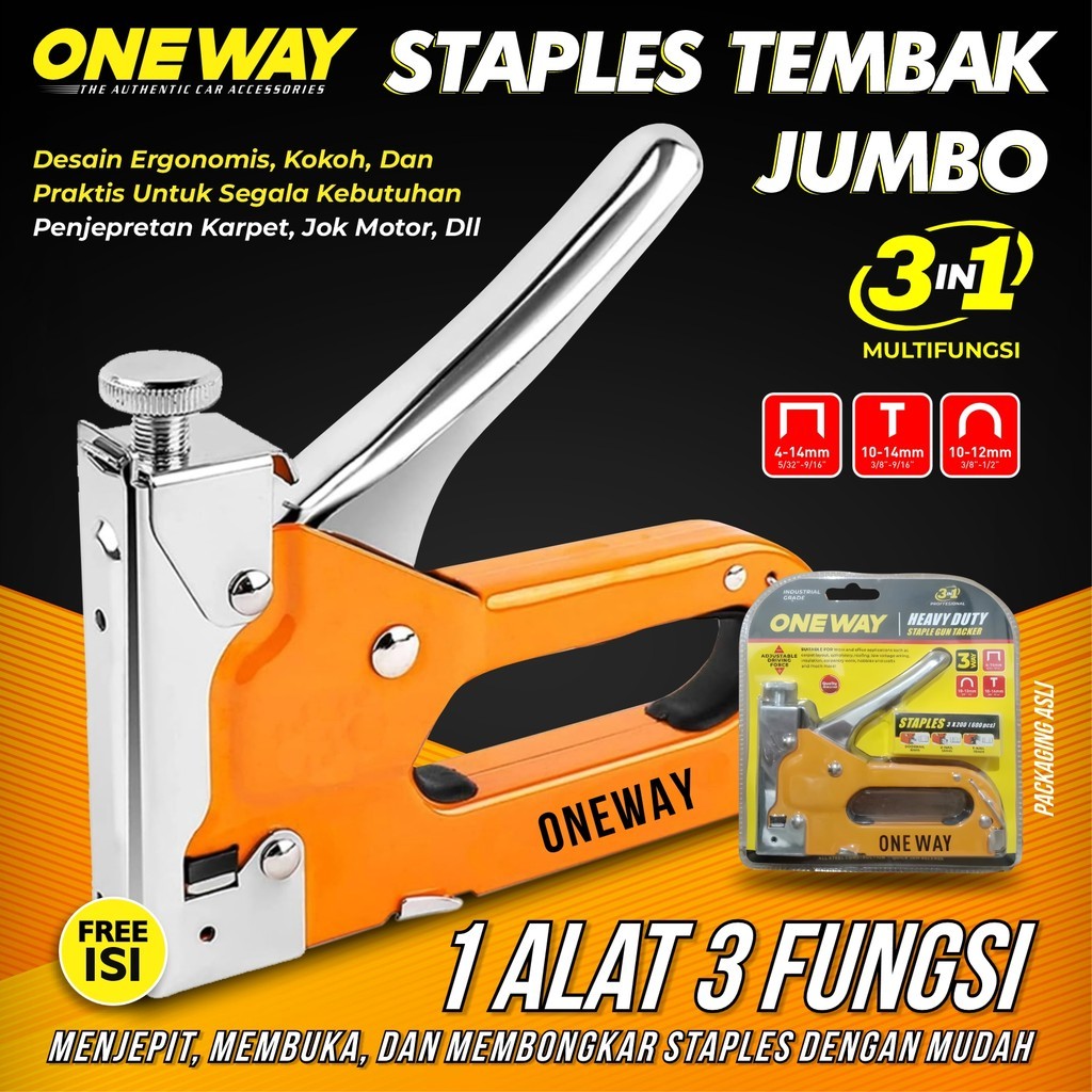Staples Gun 3 in 1 Jumbo Staple Gun Tacker Stapler Tembak Multifungsi Kayu Tembok Kain