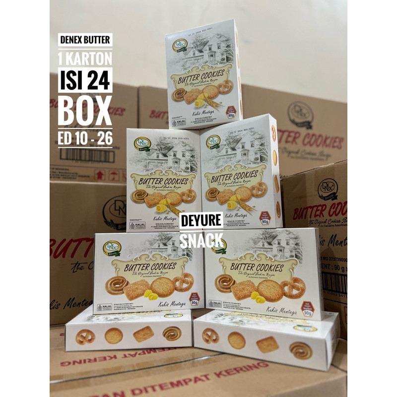 

Denex Butter Cookies 90 gr 1 dus isi 24 Pcs Snack Hajatan Karton
