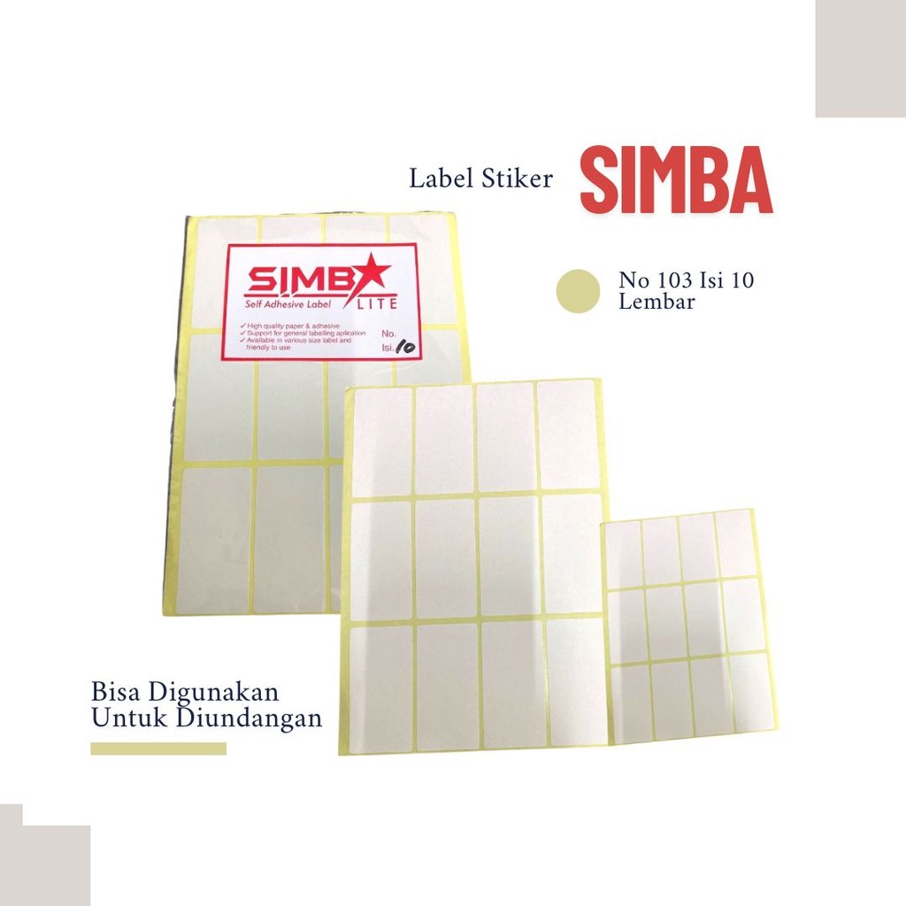 

Label Undangan Label Stiker Simba No 103 Isi 10 Lembar Sticker Label Harga - PACK- SHAGB