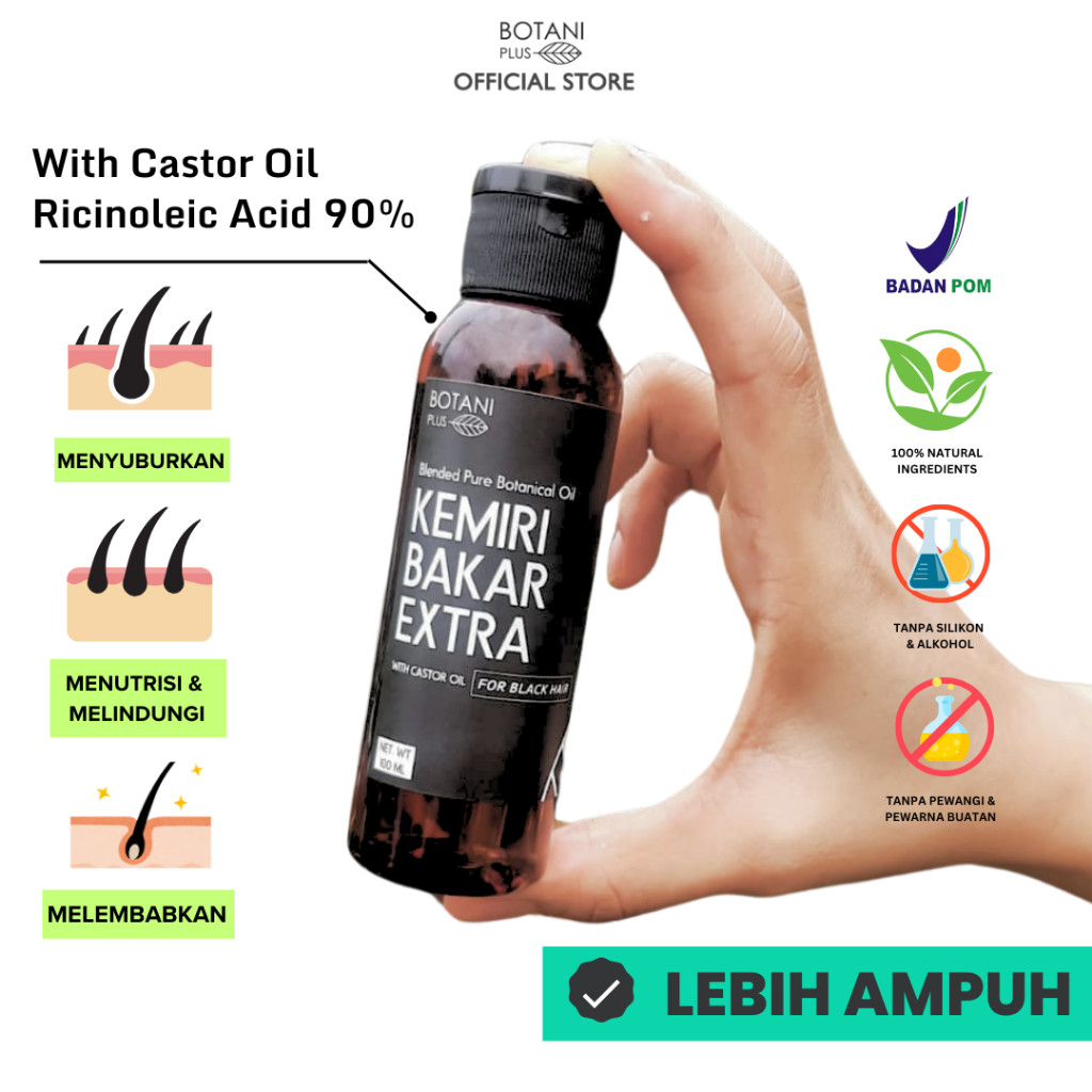 Hair Care Penumbuh Penyubur Penghitam Rambut Anak BPOM | Minyak Kemiri Bakar EXTRA Castor Oil