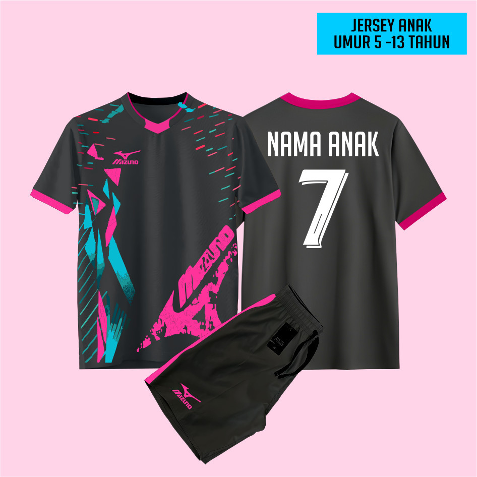 Baju Bola Jersey Futsal Custom Jersey Bola jersey volly Baju Futsal Sablon Nama + Nomor Mizuno 23