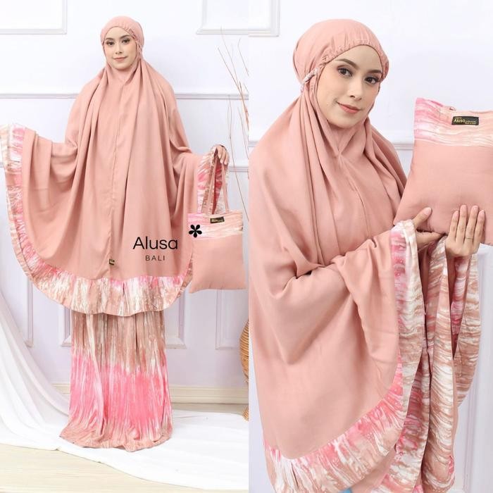 Mukena Dewasa Wave Jumbo Travel Mini Fit BB 90 kg Mukenah Remaja Terbaru Bahan Rayon Katun Adem Alus