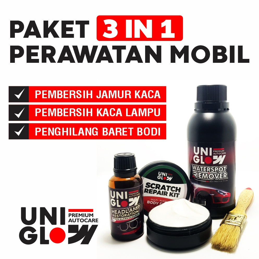 Paket Pembersih Jamur Kaca, Lampu Mobil Buram & Baret Bodi Mobil - Uniglow Autocare