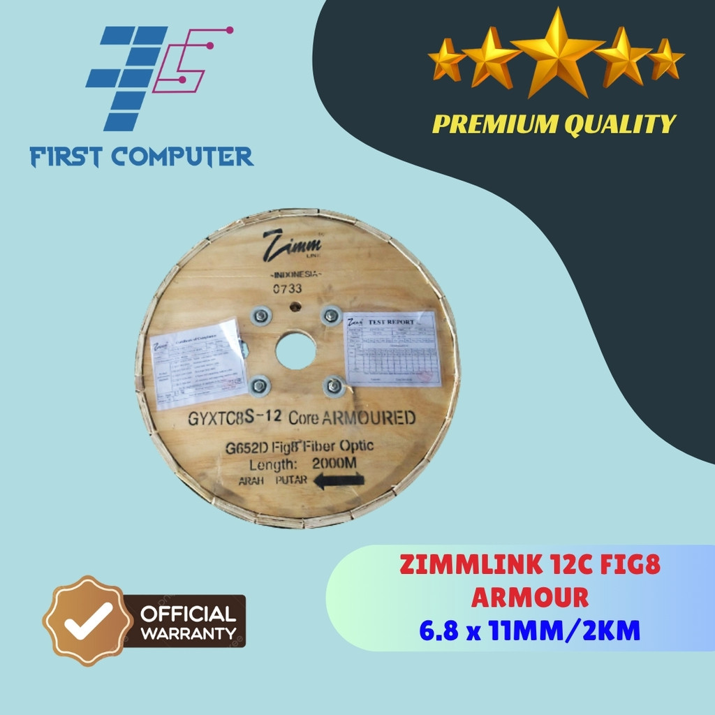 Kabel FO ZIMMLINK 12 Core Fig 8 Armour Panjang 2000M