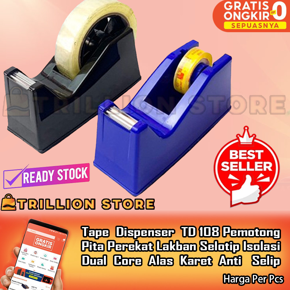 

JK Tape Dispenser Td 103 Cutter Kertas Selotip Wadah Tempat Perekat Penempel Isolasi Potong Lem Lakban Pemotong Besar Selatif Bening Warna Random Rumah Sekolah Kantor Tahan Lama Praktis Alat Multifungsi RFA Rapi Presisi Fungsional