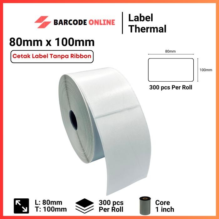 

Label Thermal 80 x 100 mm - Label Thermal 80 x 100mm Isi 300pcs - Label Thermal Barcode