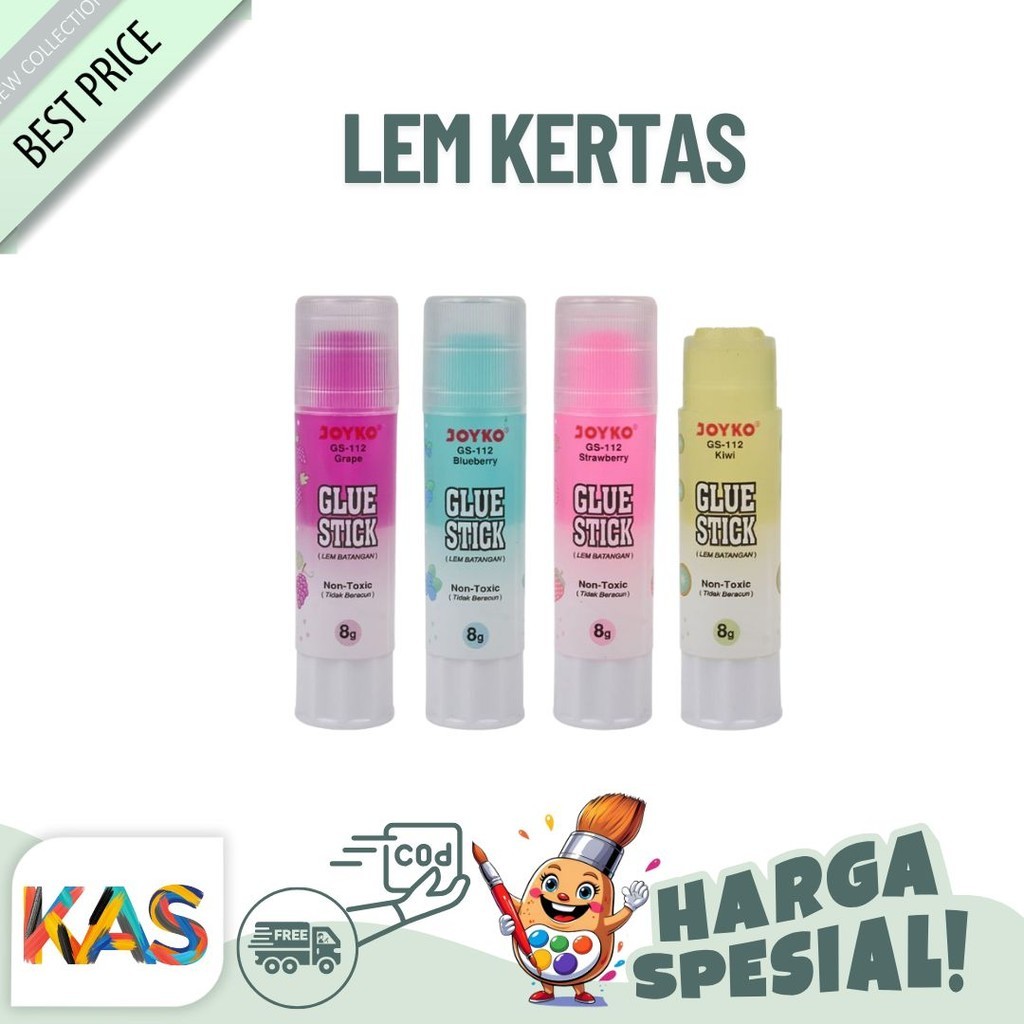 

Glue Stick Joyko GS-112 Lem Kertas Batangan Warna Buah - Satuan