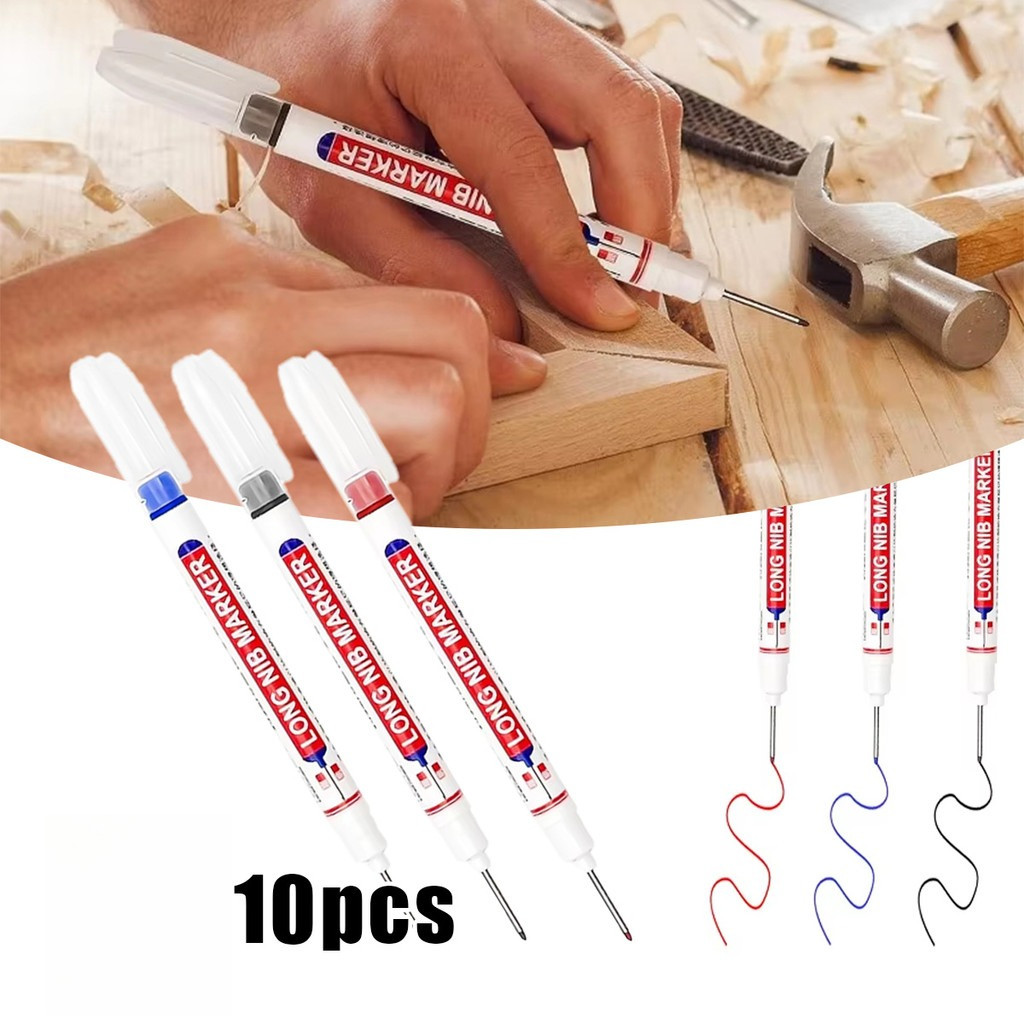 

10PCS Spidol Marker Serbaguna Spidol Untuk Kayu Long Head Marker Anti Air Long Nib Marker Multiguna