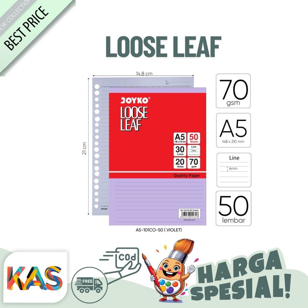 

Loose Leaf Color JOYKO A5 50 Lembar Isi Kertas File Binder Warna A5 Refil - Satuan