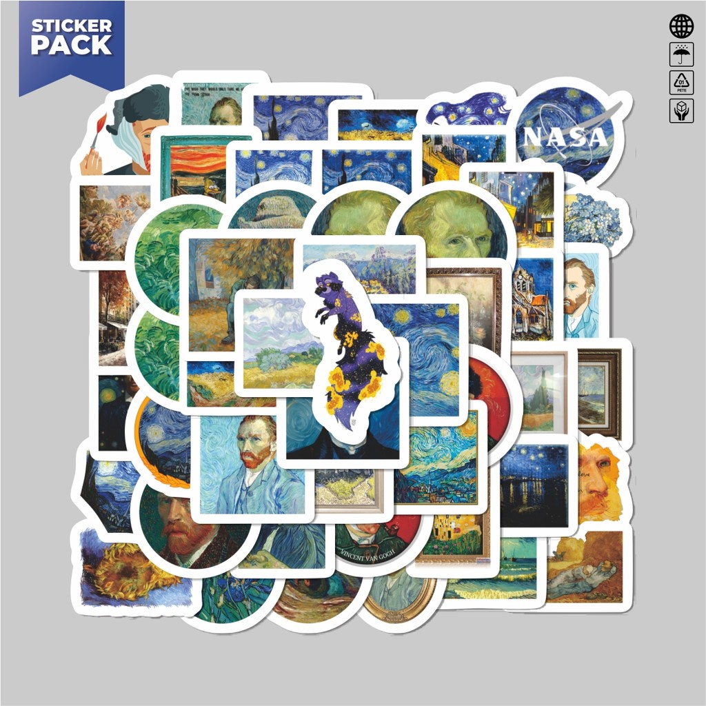 

[100PCS]Stiker Pack Sticker Lukisan Van Gogh Sticker Aesthetic Vinyl Anti Air Dekorasi Sticker Laptop Buku Journal Koper Helm Casing HP Gitar Helm Skateboard