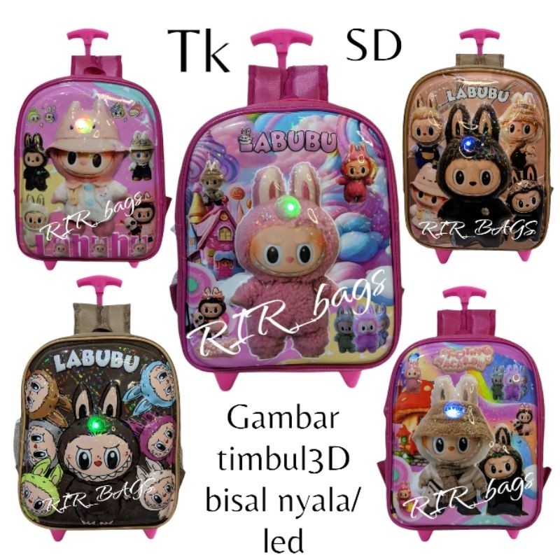 BROMSUNSHOP  Tas Troli Anak Perempuan TK SD/Tas Troli Embos LED/Tas Troli Anak Perempuan/Tas Troli A
