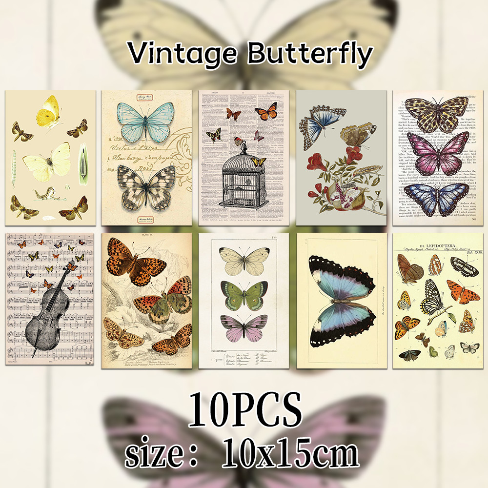 

10/20pcs vintage natural butterfly card postcard decoration bedroom cafe desktop wall DIY handmade creative gift message card