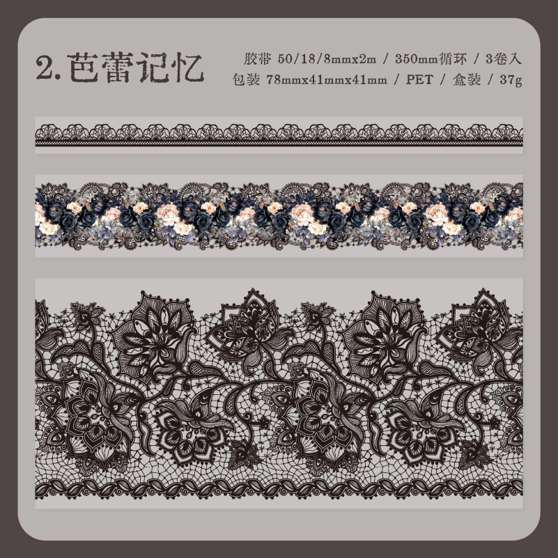 

3 Rolls Vintage lace PET Tape Decorative Adhesive DIY Diary Album handmade Junk Journal Scrapbooking Supplies Masking Tapes
