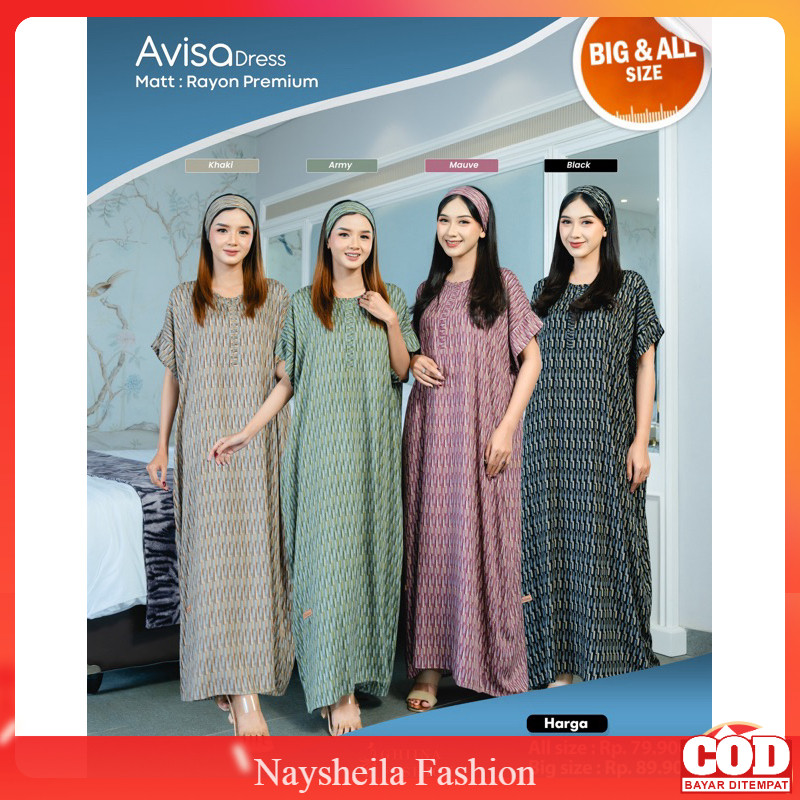 Avisa Dress By Ghina Fashion Dress Motif Daster Rayon Premium Kekinian Terbaru