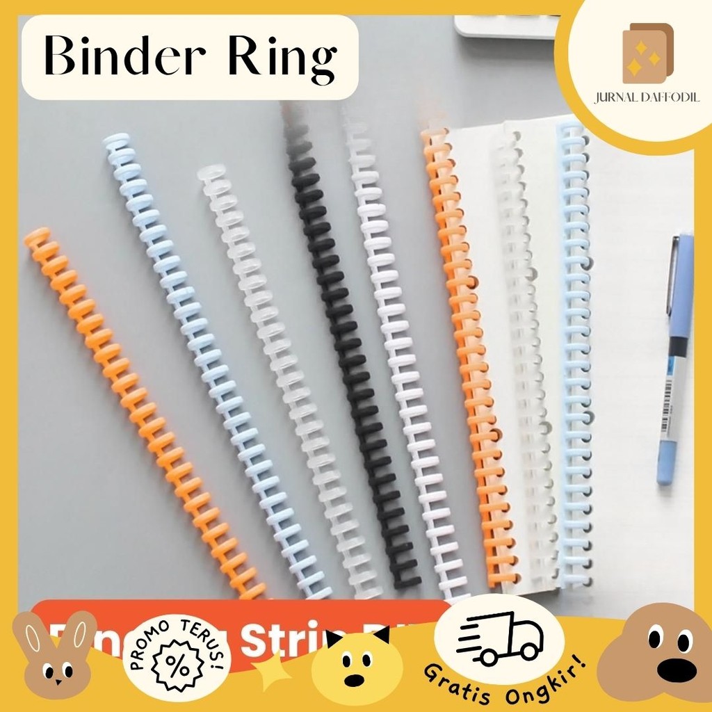 

Jurnal Daffodil - Binder Plastik/ Plastic Binder Binding Strip / Spiral Ring Pastel Lucu Binding Strip DIY Black Blue Green Grey Pink