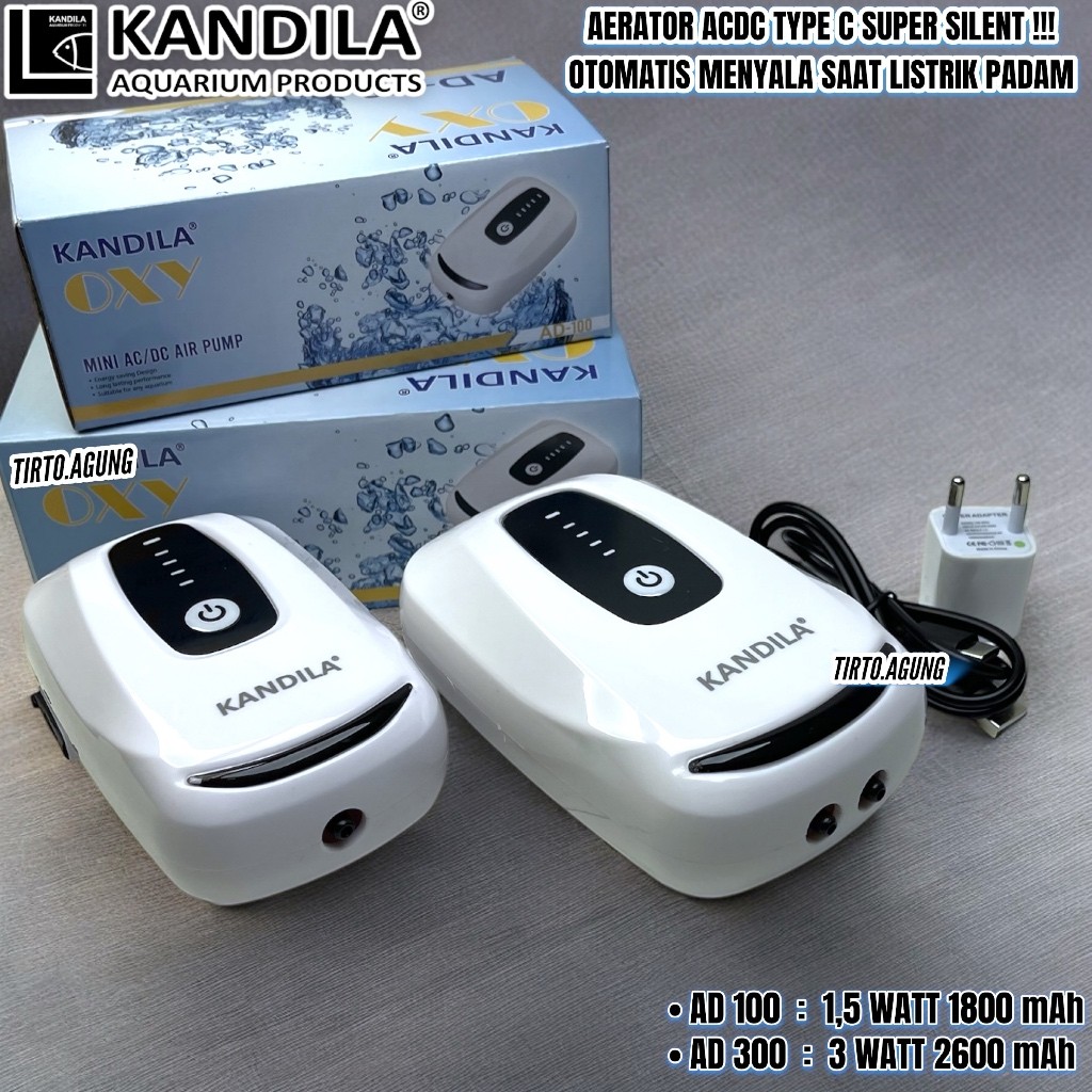 KANDILA AERATOR ACDC SUPER SILENT AD-300 AD-100 DC OTOMATIS MINI AC/DC AIRPUMP BATERAI