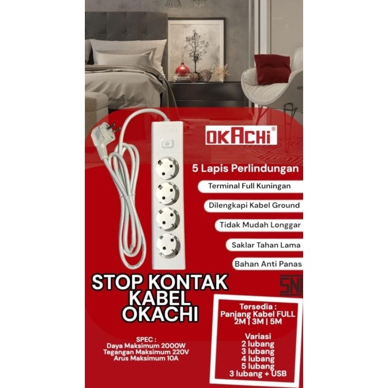 STOP KONTAK TEMBAGA ASLI // STOP KONTAK OKACHI // STOP KONTAK KABEL 3 METER DAN 5 METER //STOP KONTA
