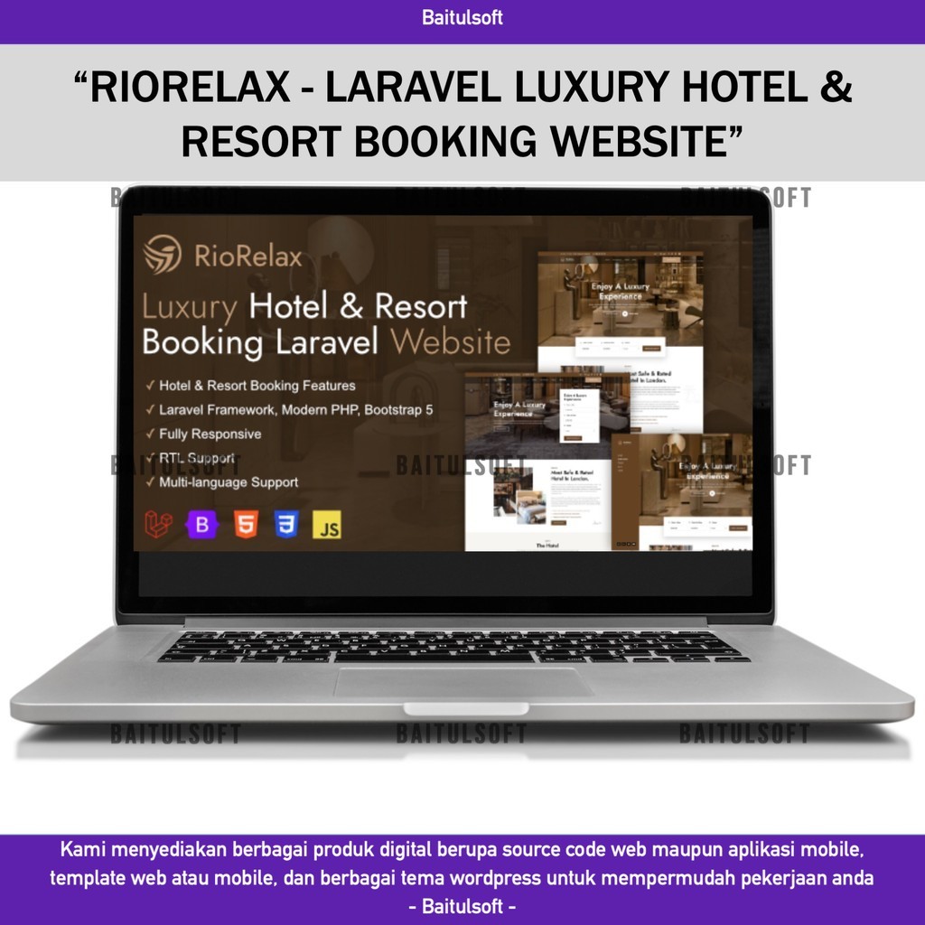 SOURCE CODE APLIKASI WEB RIORELAX - LARAVEL LUXURY HOTEL & RESORT BOOKING WEBSITE D458 BAITULSOFT