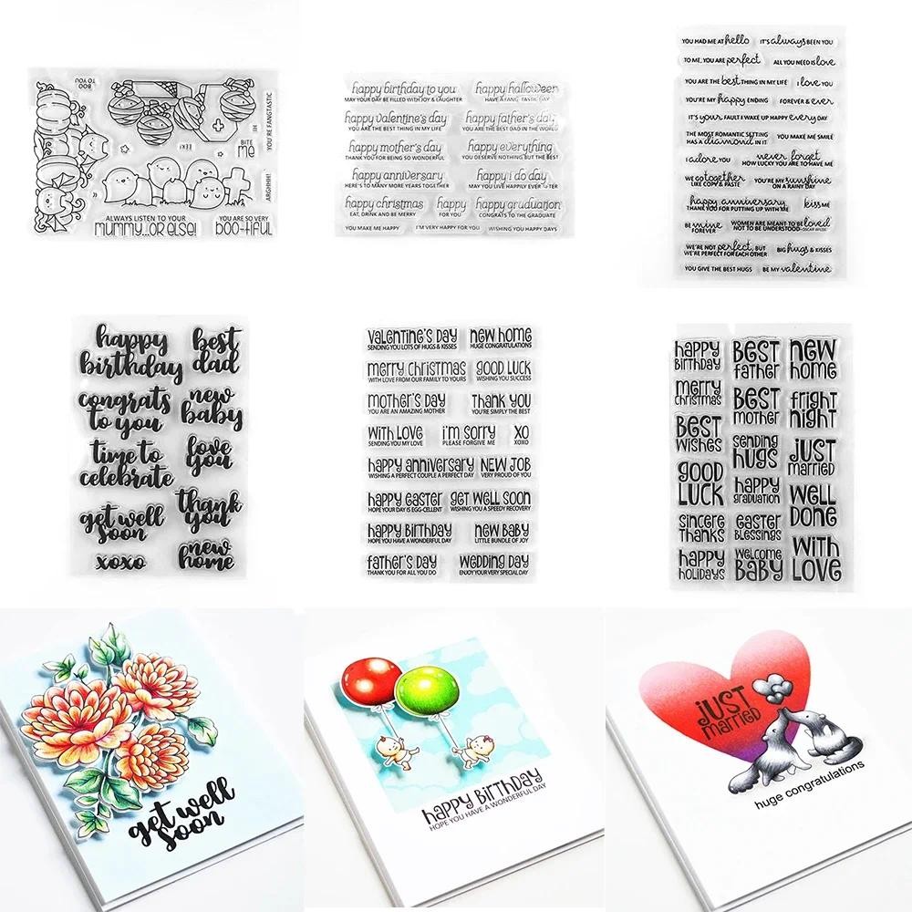 

Happy Everything Saying Stuff Adore You Sentiments Clear Stamps For DIY Craft Making Art Card Photo Album Scrapbooking Decora