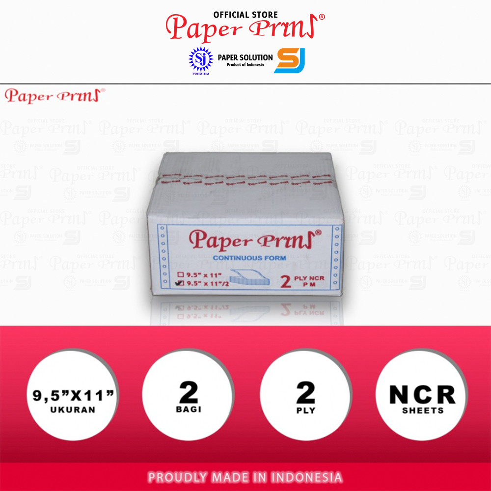 

Paperpryns Kertas Continuous Form 2PLY NCR PRS 9,5" x 11"/2 (Bagi 2)