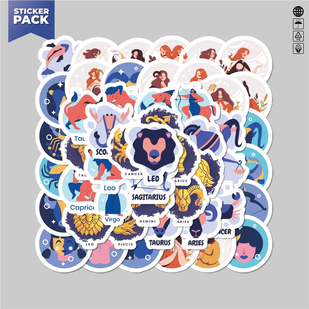 

[100PCS]Stiker Pack Stiker Zodiak Konstelasi Aesthetic Vinyl Anti Air Dekorasi Sticker Laptop Buku Journal Koper Helm Casing HP Gitar Helm Skateboard