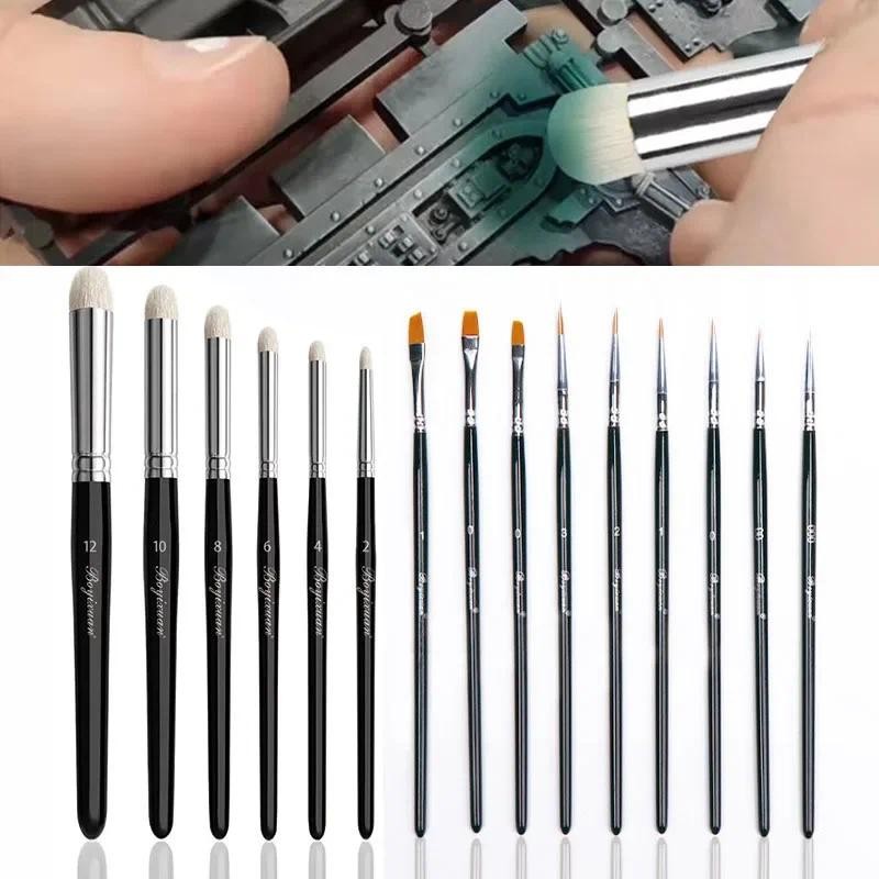 

Paint Brush Set, Fine Detail Wood Handle Brushes for Miniature Art Painting, Acrylic, Watercolor - Micro Detailing & Drybrush