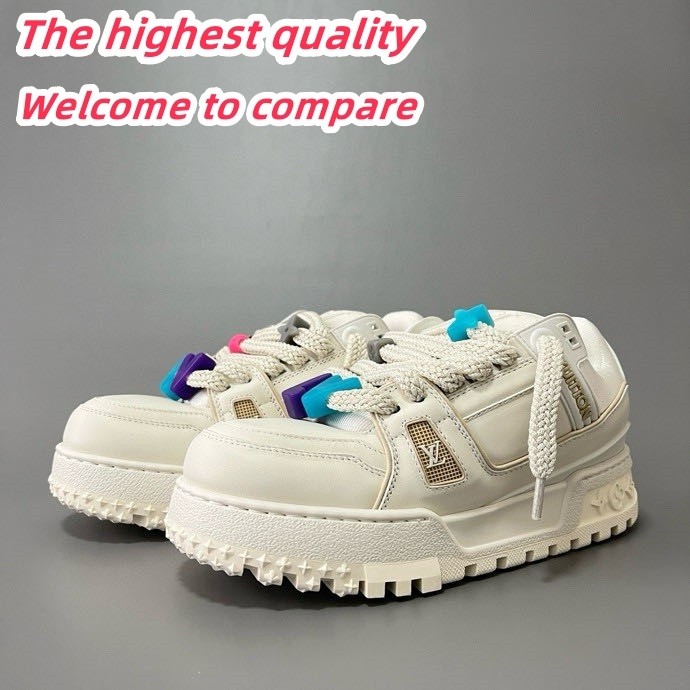 LV trainer Maxi low top lace up retro sneakers white Unisex shoes 6100685
