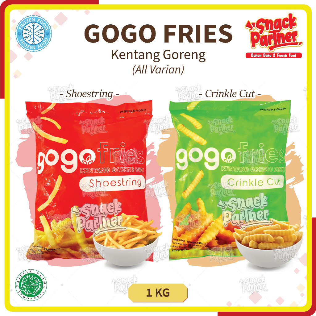 

GOGO FRIES French Fries Shoestring / Kentang Goreng Potongan Lurus Panjang 1 KG - FROZEN FOOD GogoFries