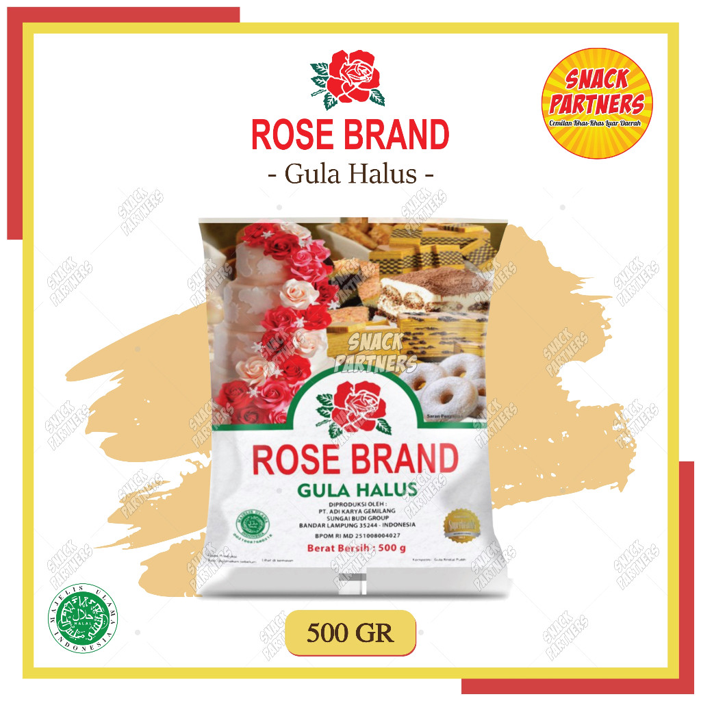 

ROSEBRAND Gula Halus 500 GR - Topping Gula Bubuk / Fine Granulated Icing Sugar Rose Brand 500GR