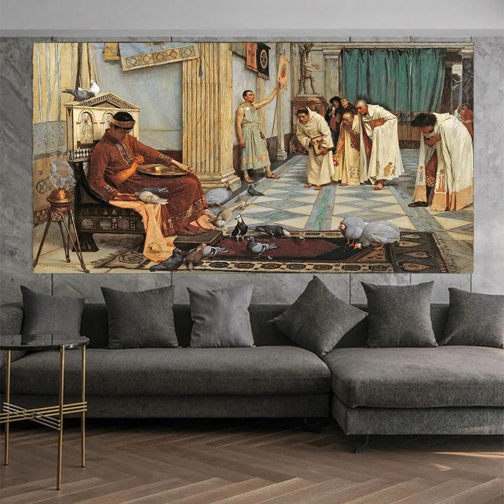 

William Waterhouse " The favourites of Emperor Honorius " Canvas Art Oil Painting Artwork Picture Wall Decor Home Decoration