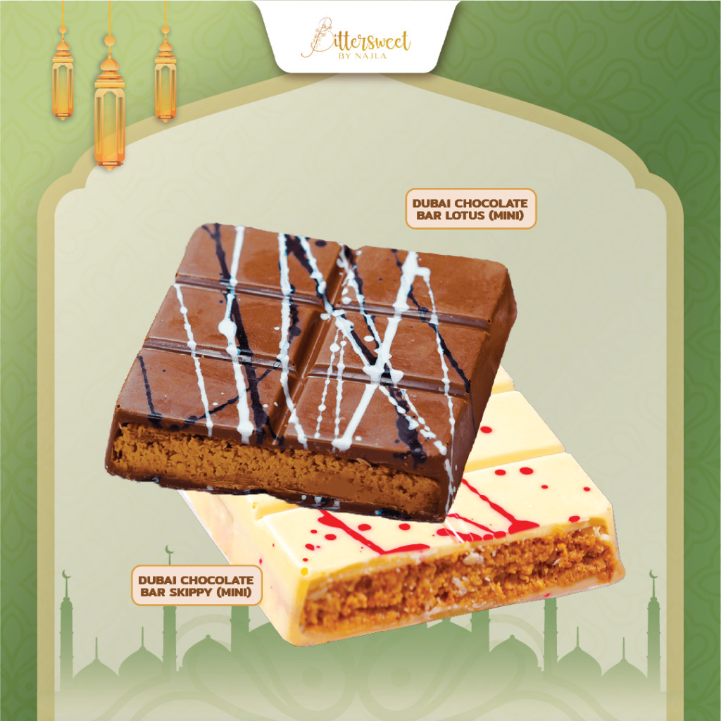 

( BUNDLE ) 2 MINI DUBAI CHOCOLATE BAR ( Lotus & Skippy ) [ Best Price ]