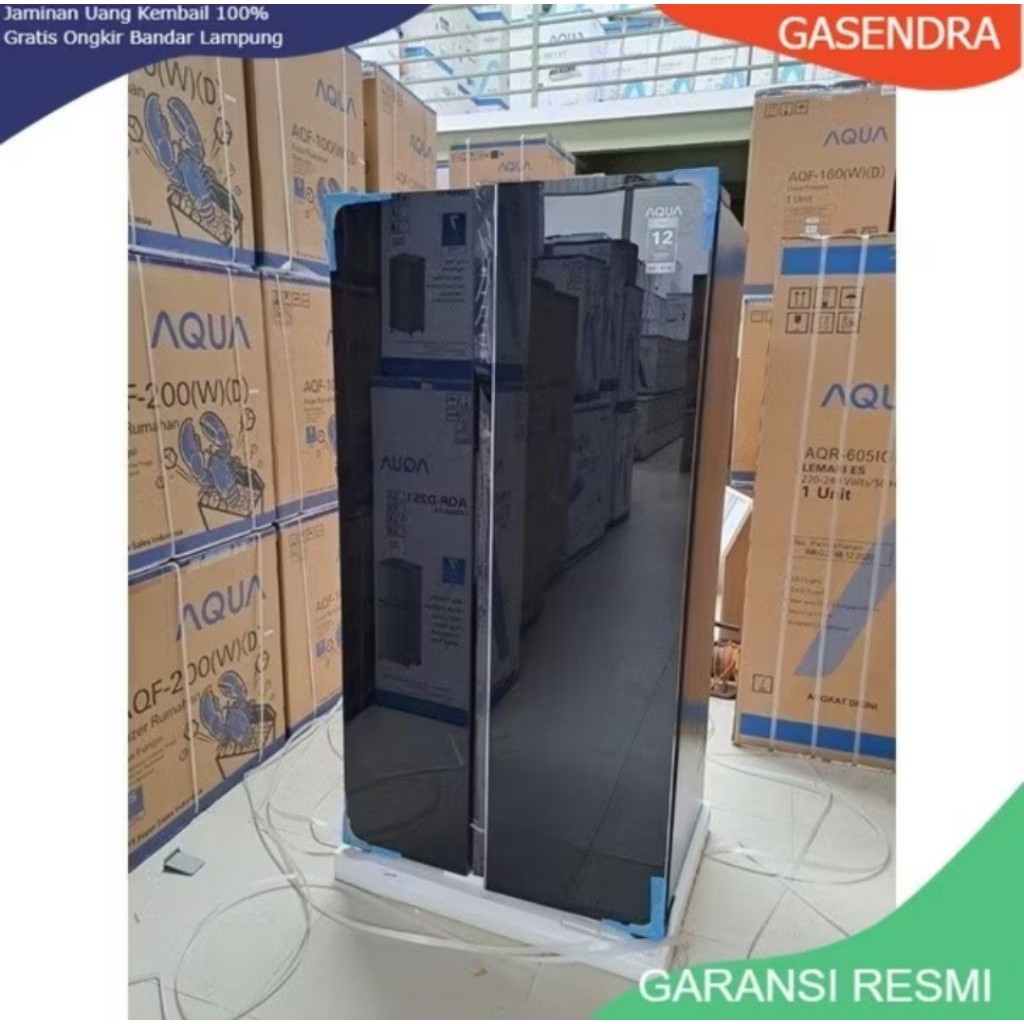 AQUA JAPAN AQR-605IG GB Kulkas Side-by-side [541 L] Glass Door