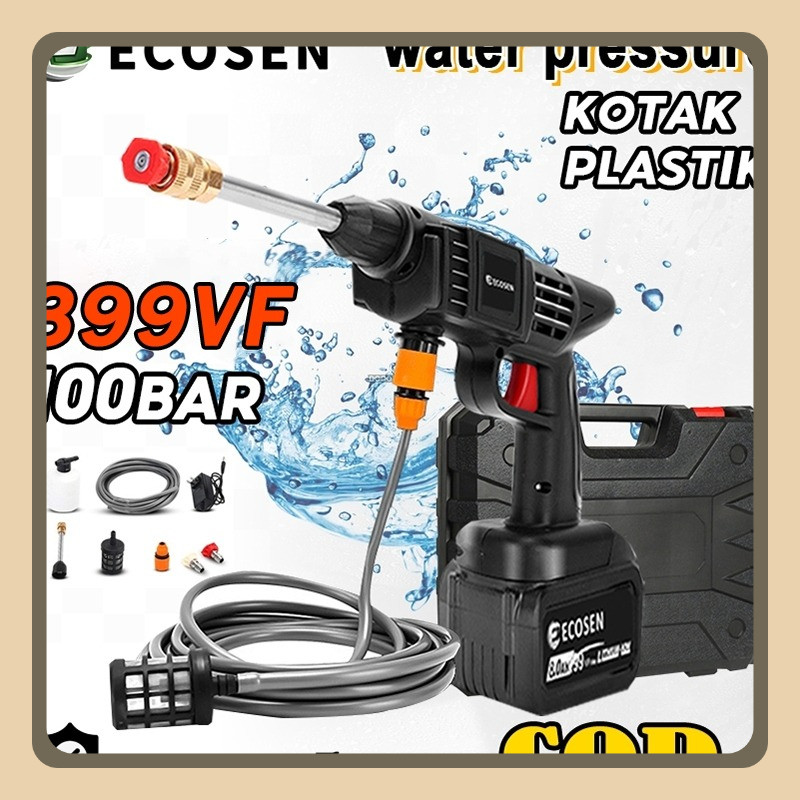 Alat cuci mobil ECOSEN 198V Alat portabel tanpa kabel/semprotan cuci motor/alat cuci motor