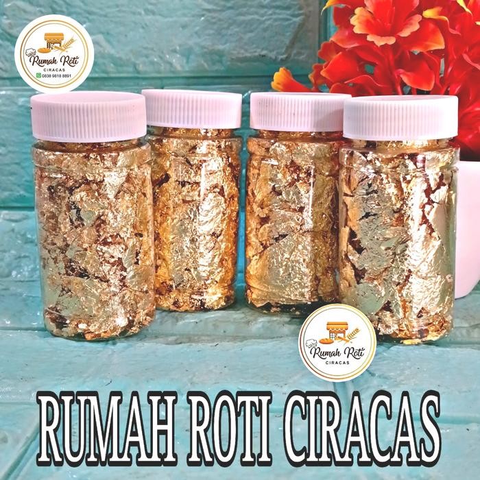 

NG GOLD LEAF KERTAS EMAS KUE EDIBLE FOIL SHEET GOLDS DECOR DESSERT CAKE 1 BOTOL PCK DECOR MAKAN GARNISH HIAS MEWAHNG