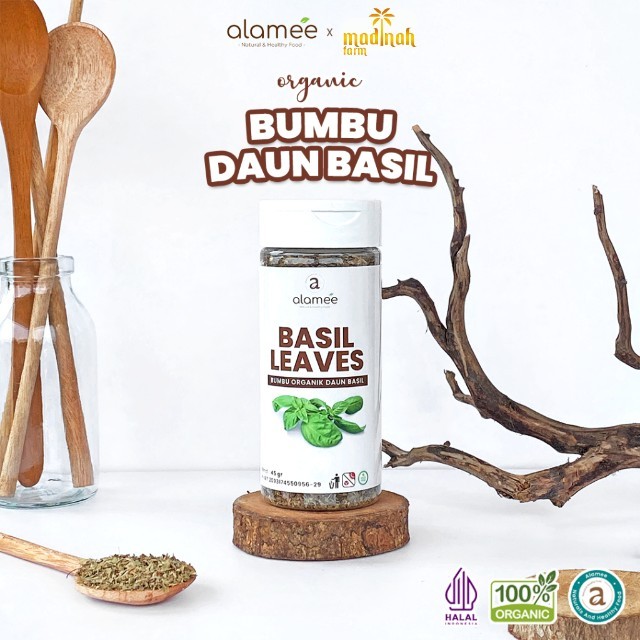 

ALAMEE Daun Basil Kering Bumbu Masak Kering Dapur Dried Leaf Murni Asli Masakan Instan Organik 45g madinah